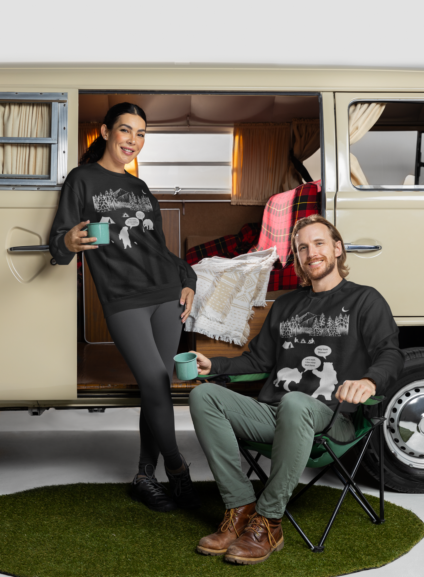 Campfire Bear Meal Sweatshirt, Camping Sweatshirt, Hiking Sweater, Caravan RV Shirt, Outdoors Sweatshirt, Funny Gift for Campers