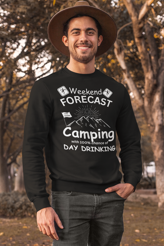 Personalized Weekend Forecast Camping with 100% Chance of Day Drinking Sweatshirt