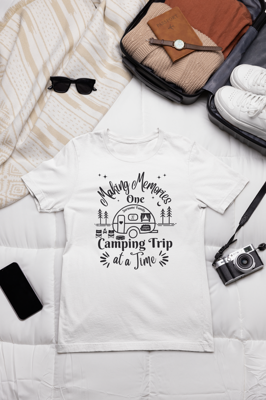 Personalized Making Memories One Camping Trip at a Time Tshirt with Caravan/Camper Design
