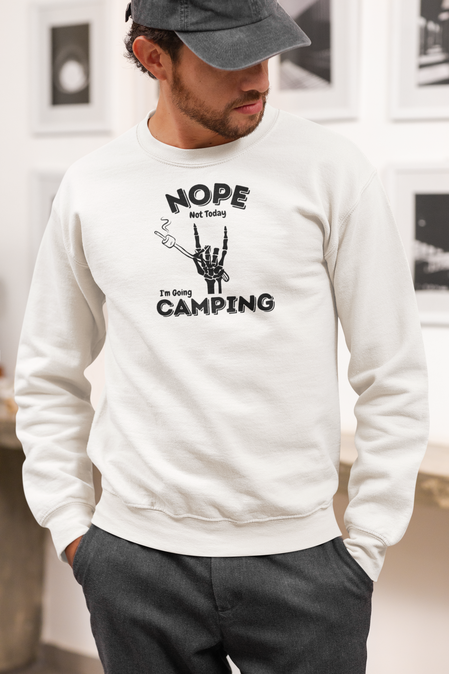 Nope Not Today Camping Sweatshirt, Skeleton Hand Sweater, S'mores Shirt, Fall Camping Apparel, Gift for Camper