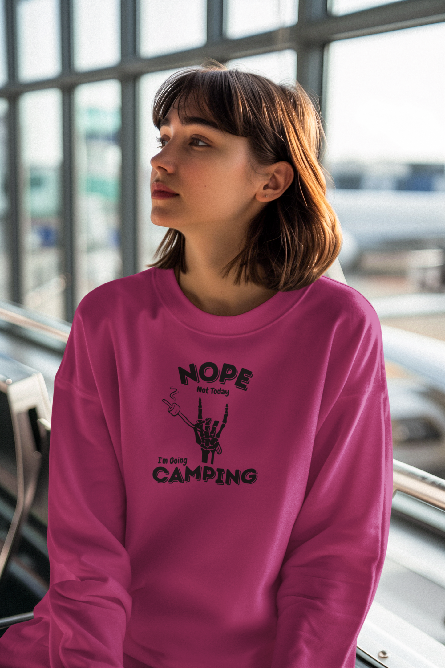 Nope Not Today Camping Sweatshirt, Skeleton Hand Sweater, S'mores Shirt, Fall Camping Apparel, Gift for Camper