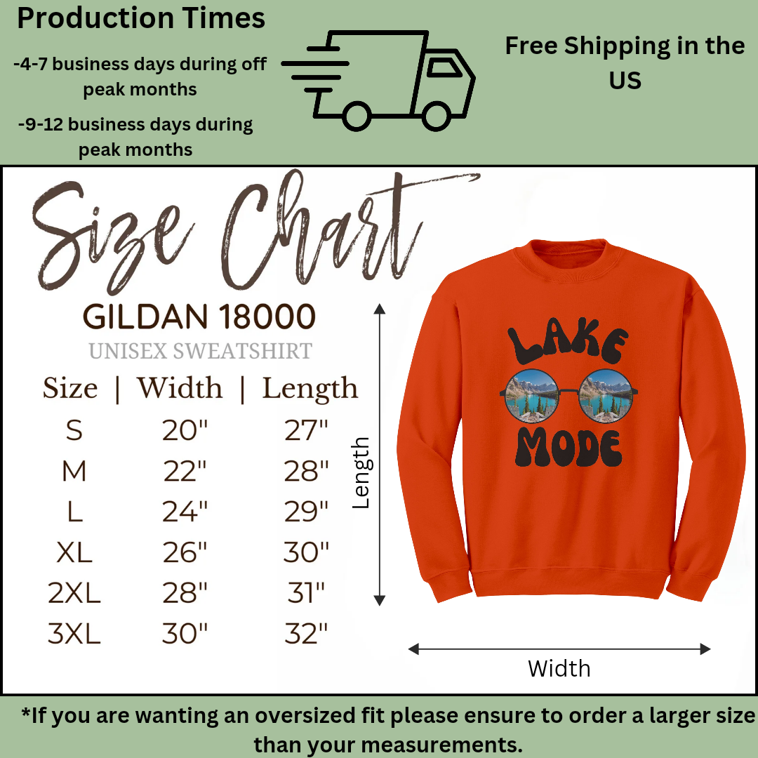 Lake Mode Camping Crewneck Sweatshirt, Adventure Lover, Lake Life, Travel Fall Sweater, Gift for Her
