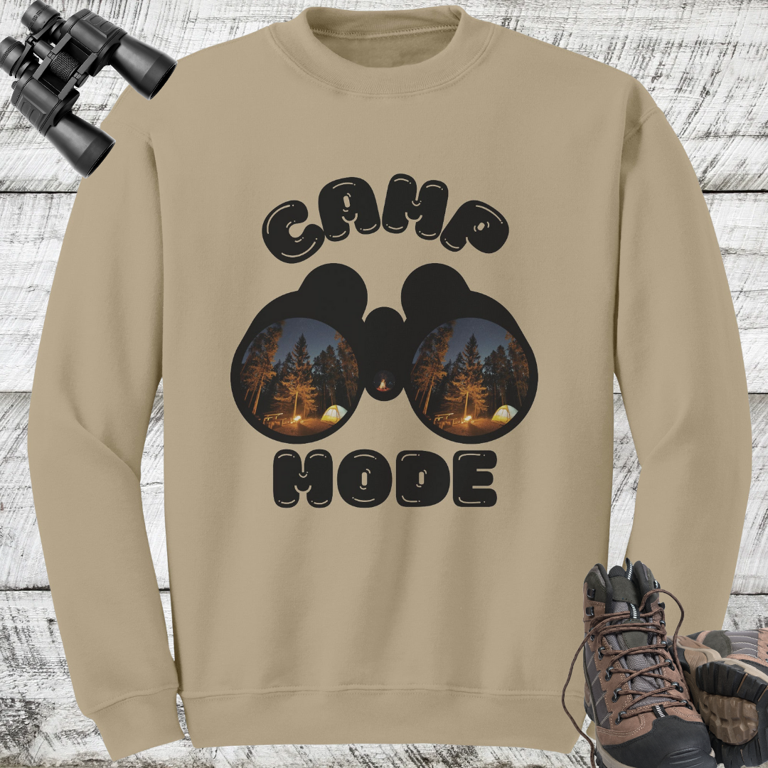 Camp Mode Camping Crewneck Sweatshirt, Road Trip, Adventure Lover, Travel, Nature, Hiking Sweater Gift for Him/Her