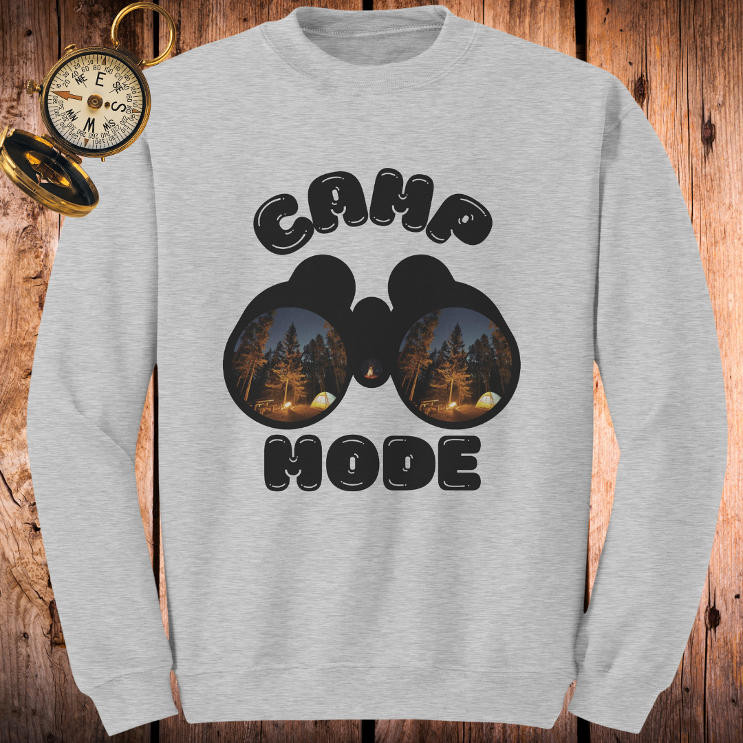 Camp Mode Camping Crewneck Sweatshirt, Road Trip, Adventure Lover, Travel, Nature, Hiking Sweater Gift for Him/Her
