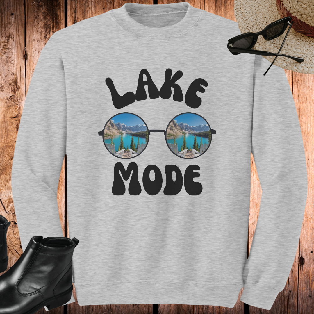 Lake Mode Camping Crewneck Sweatshirt, Adventure Lover, Lake Life, Travel Fall Sweater, Gift for Her