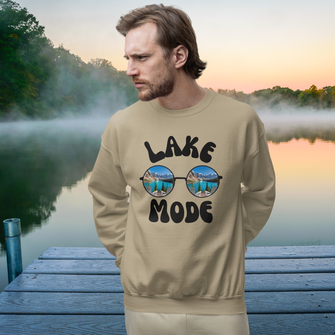 Lake Mode Camping Crewneck Sweatshirt, Adventure Lover, Lake Life, Travel Fall Sweater, Gift for Her