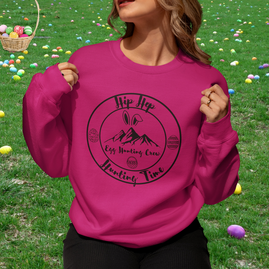 Easter Unisex Sweatshirt, Cozy Oversized Easter Egg Hunting Crew Bunny Sweater, Easter Gift for Her/Him