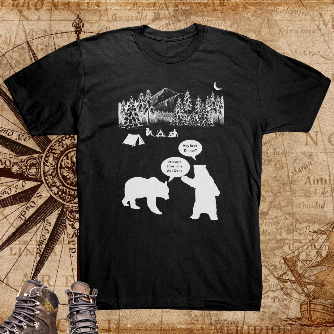 Funny Camping Bear Shirt, American Apparel Hiking Shirt, Camping / Caravan RV Gift for Him