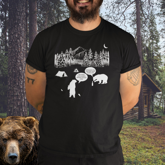 Camping Shirt, Campfire Bear Meal Ending, Hiking Shirt, Gift for Camper / Caravan RV