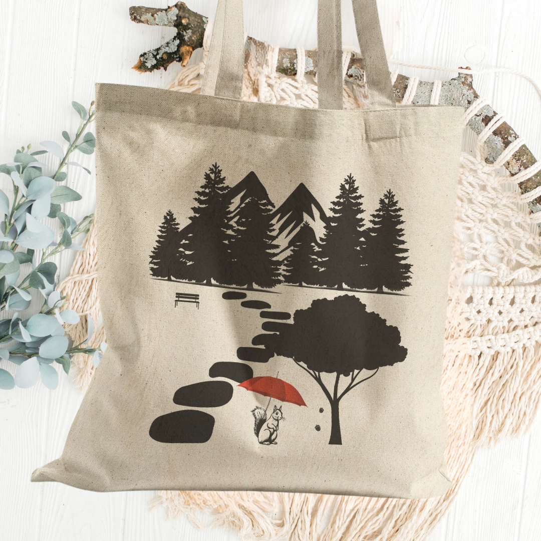 Squirrel Lover Tote Bag, Animal Lover Bag, Nature Lover Gift, Cottagecore Bag, Reusable Grocery Bag, Gift for Squirrel Lover, Recycled Eco-Friendly Bag