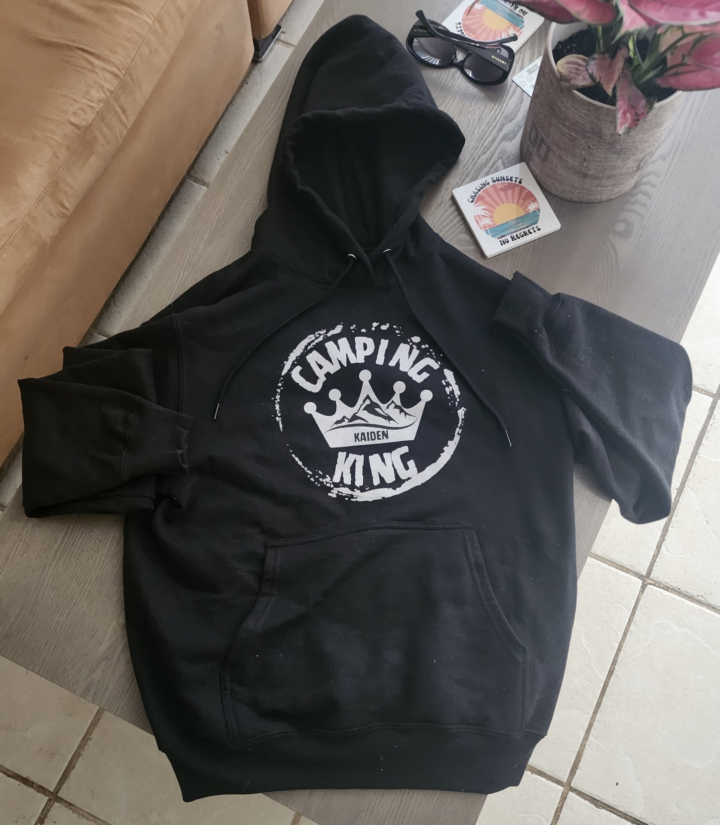 Custom Camping Hoodie, Hiking Hooded Sweatshirt, Mountains Hoodie, Outdoors Hooded Sweatshirt, RV Shirt, King Clothing, Camping Gift for Him