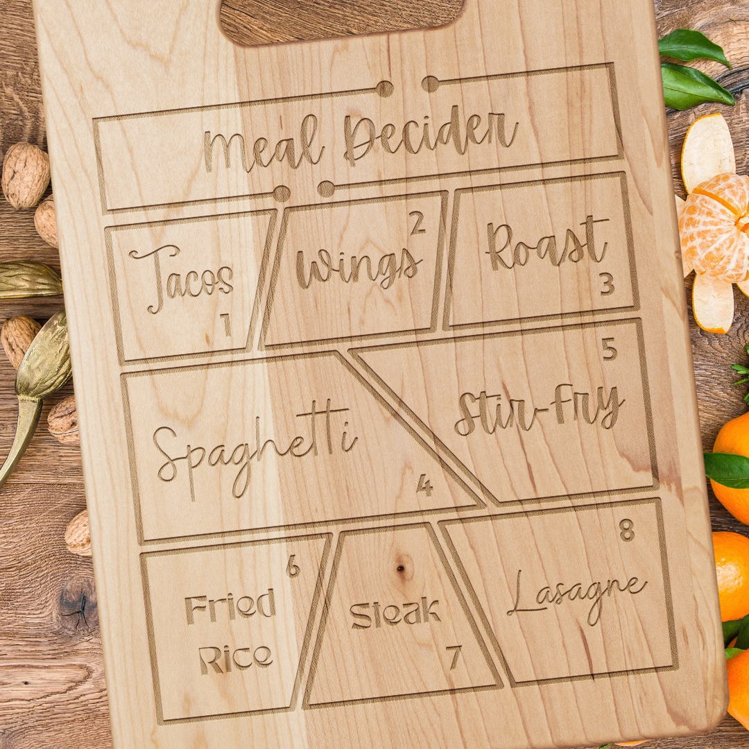 Cute Kitchen Decor, House-warming Gift, Meal Decider Cutting Board, Gift for Cook, Gift for Mother's Day, Wedding Gift