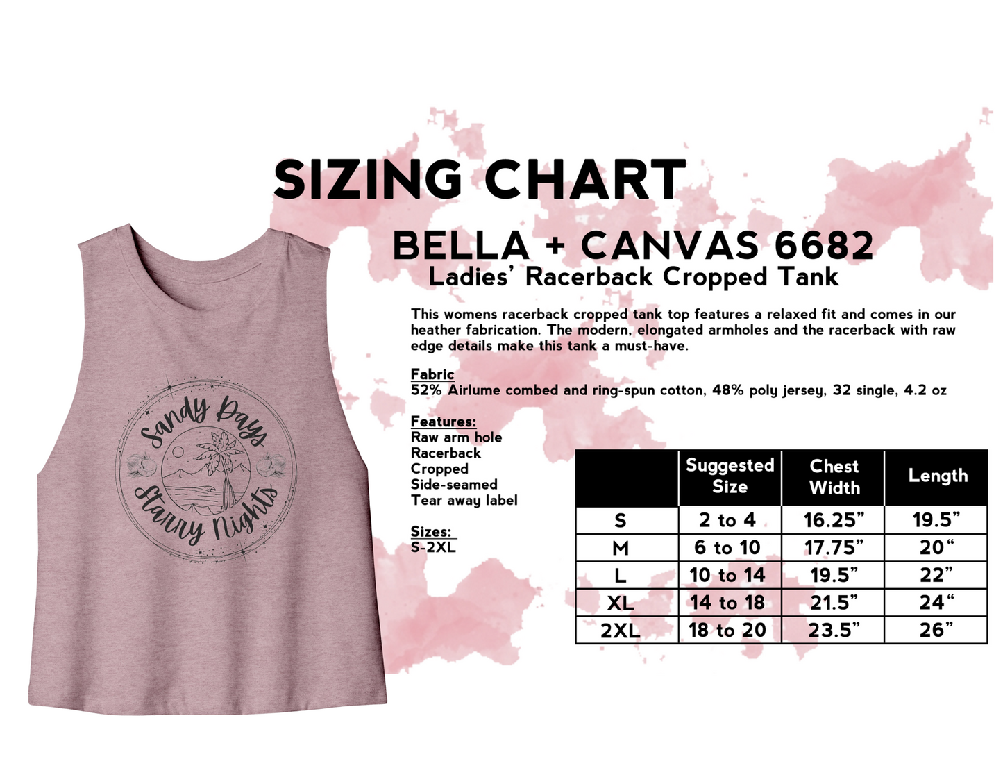 Sandy Days Starry Nights Racerback Cropped Tank, Cute Beach Lover Crop Top, Palm Trees Shirt, Summer Shirt, Surf Tank Top, Gift for Surfer