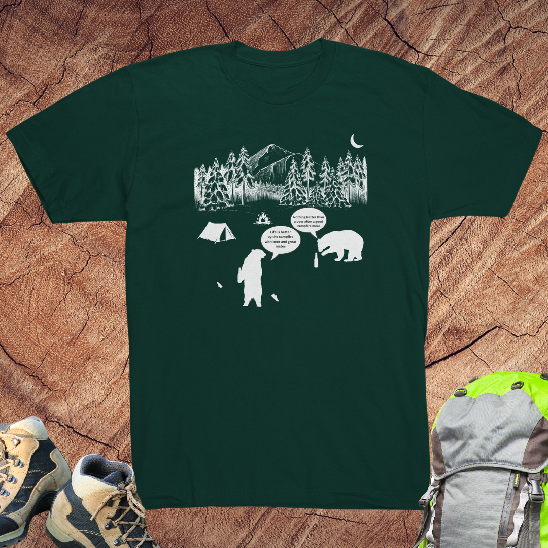 Camping Shirt, Campfire Bear Meal Ending, Hiking Shirt, Gift for Camper / Caravan RV