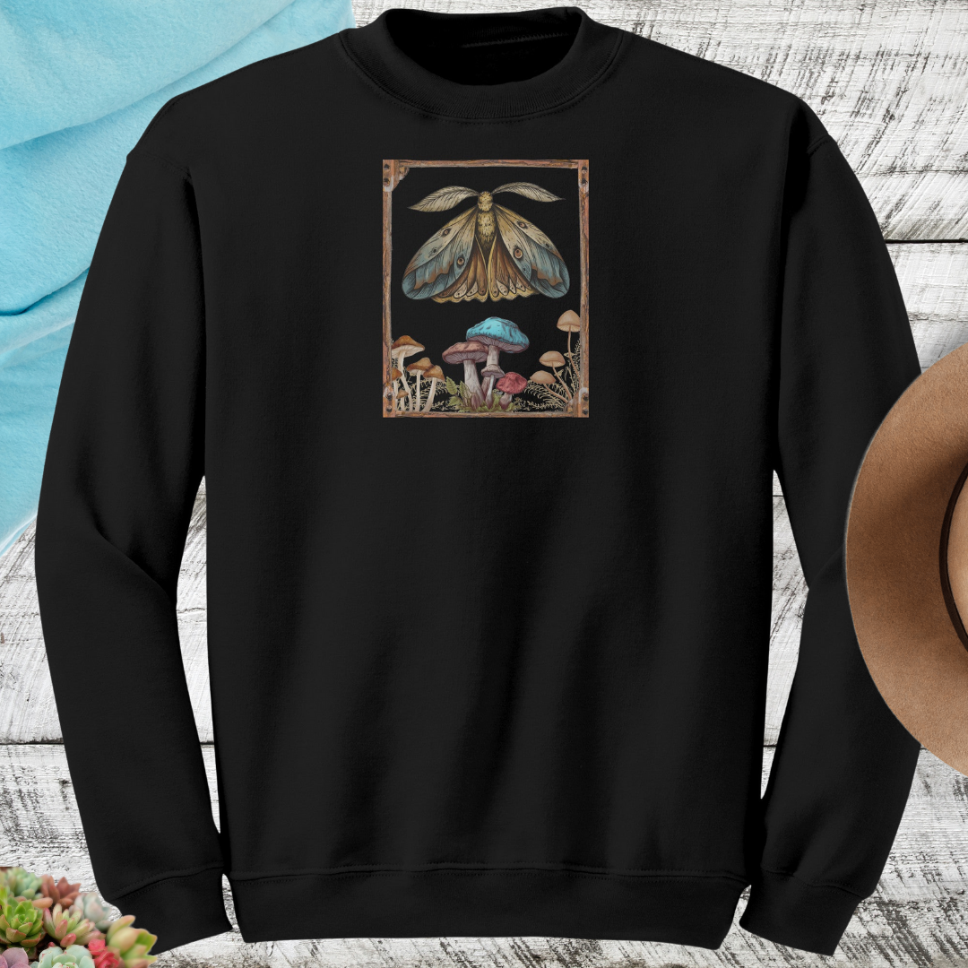Woodsy Cottagecore Sweatshirt, Vintage Moth Sweater, Forest Sweatshirt, Nature Lover Sweater, Mushroom Clothing, Gift for Adventure Lover