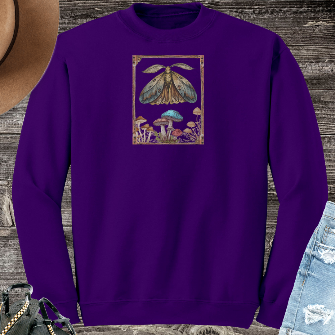 Woodsy Cottagecore Sweatshirt, Vintage Moth Sweater, Forest Sweatshirt, Nature Lover Sweater, Mushroom Clothing, Gift for Adventure Lover