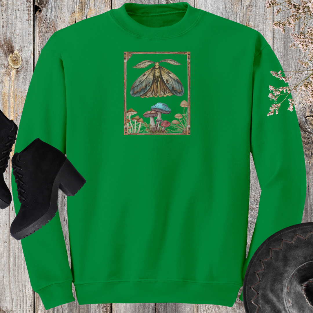 Woodsy Cottagecore Sweatshirt, Vintage Moth Sweater, Forest Sweatshirt, Nature Lover Sweater, Mushroom Clothing, Gift for Adventure Lover
