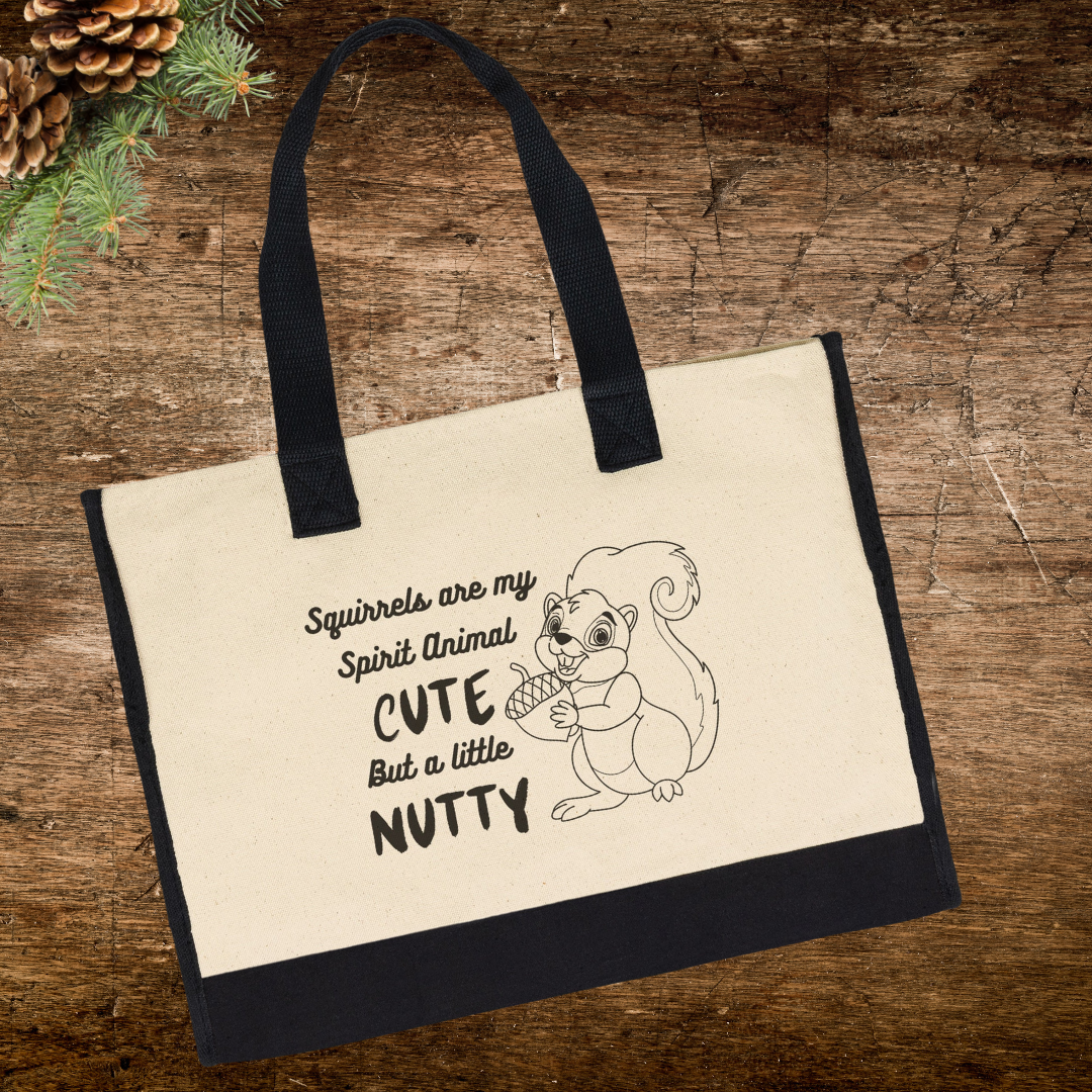 Squirrel Tote Bag, Premium Cotton Tote Bag, Cute Squirrel Lover Bag, Animal Lover Gift, Funny Gift for Mom, Gift for Grandmother, Squirrel collection