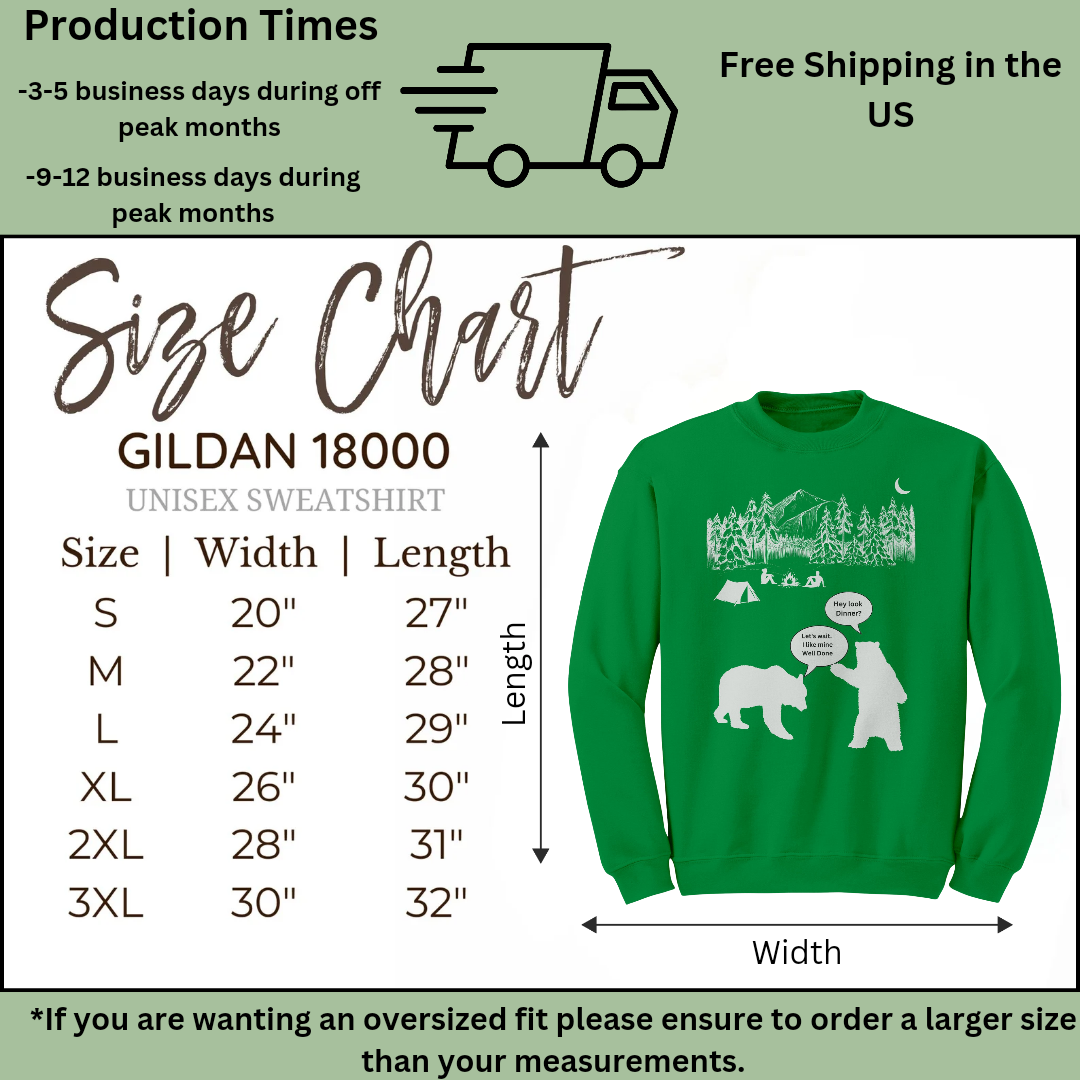 Campfire Bear Meal Sweatshirt, Camping Sweatshirt, Hiking Sweater, Caravan RV Shirt, Outdoors Sweatshirt, Funny Gift for Campers