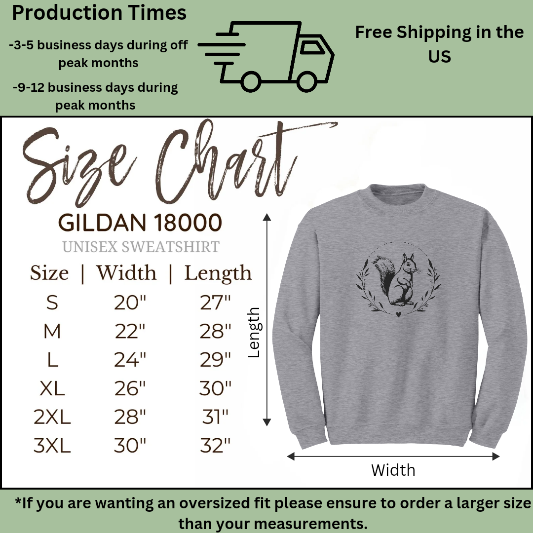 Squirrel Lover Sweatshirt, Animal Lover Sweater, Nature Lover Gift, Outdoorsy Sweater, Women's Crewneck Sweatshirt, Gift for Campers