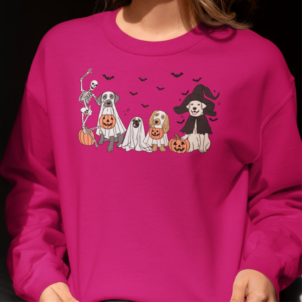 Funny Dog Halloween Sweatshirt, Cute Spooky Dog Skeleton Halloween Sweater, Dog Lover Sweater, Dog Mom Apparel, Vintage Halloween Sweatshirt