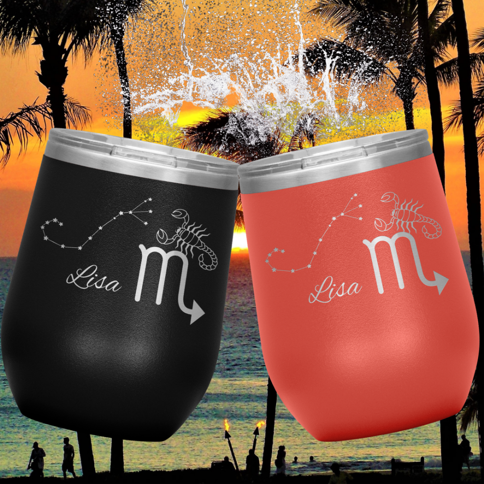 Scorpio Wine Tumbler, Scorpio Star Sign Cup, Scorpio Star Constellation Cup, Zodiac Scorpio Gift, Gift for Scorpio Star Sign, Astrology Lover Gift, Birthday Gift for Her