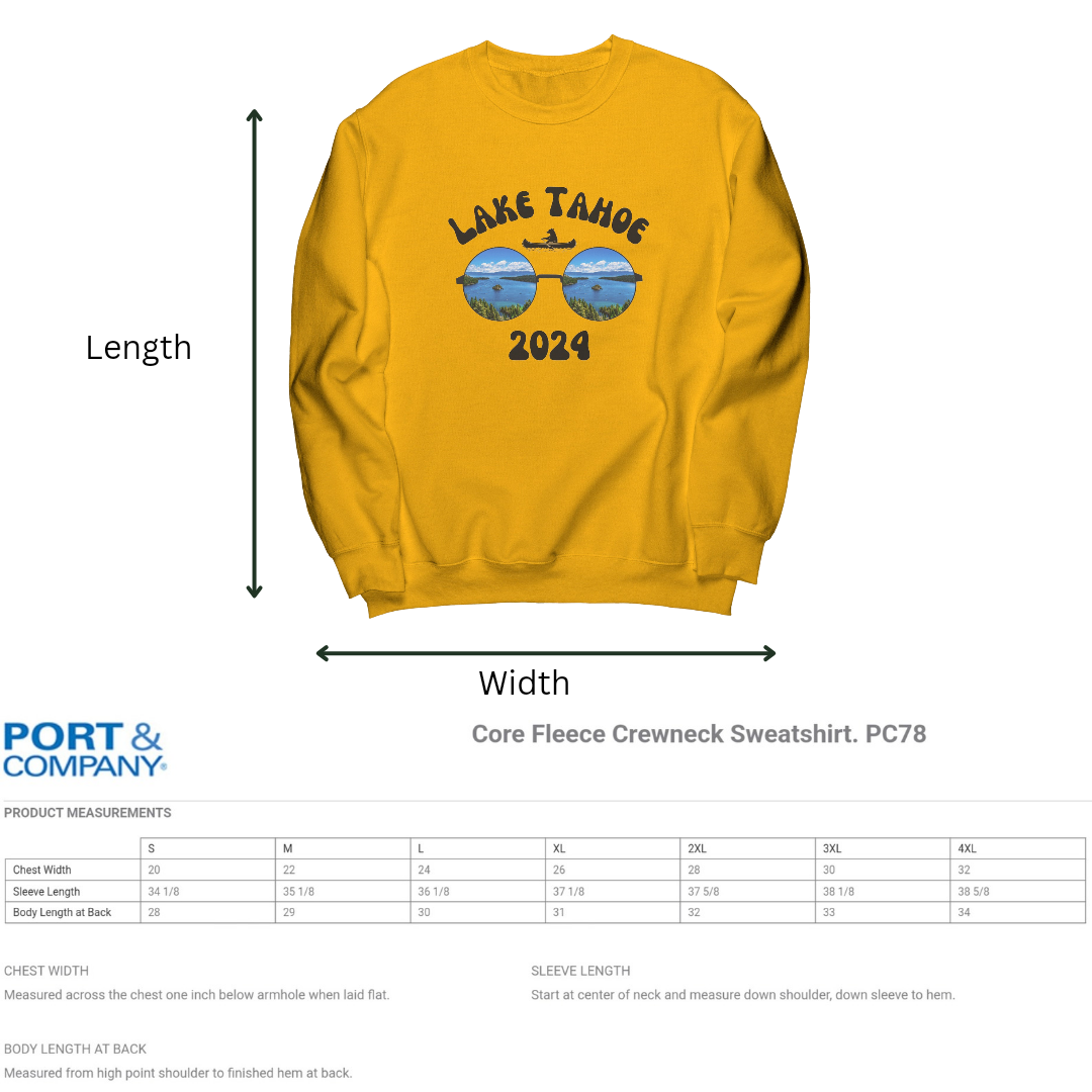 Lake Tahoe Sweatshirt with custom year, Lake Tahoe Sweater, Lake Tahoe Vacation, Lake Tahoe Clothing, Lake Life Clothing, Gift for Him/Her