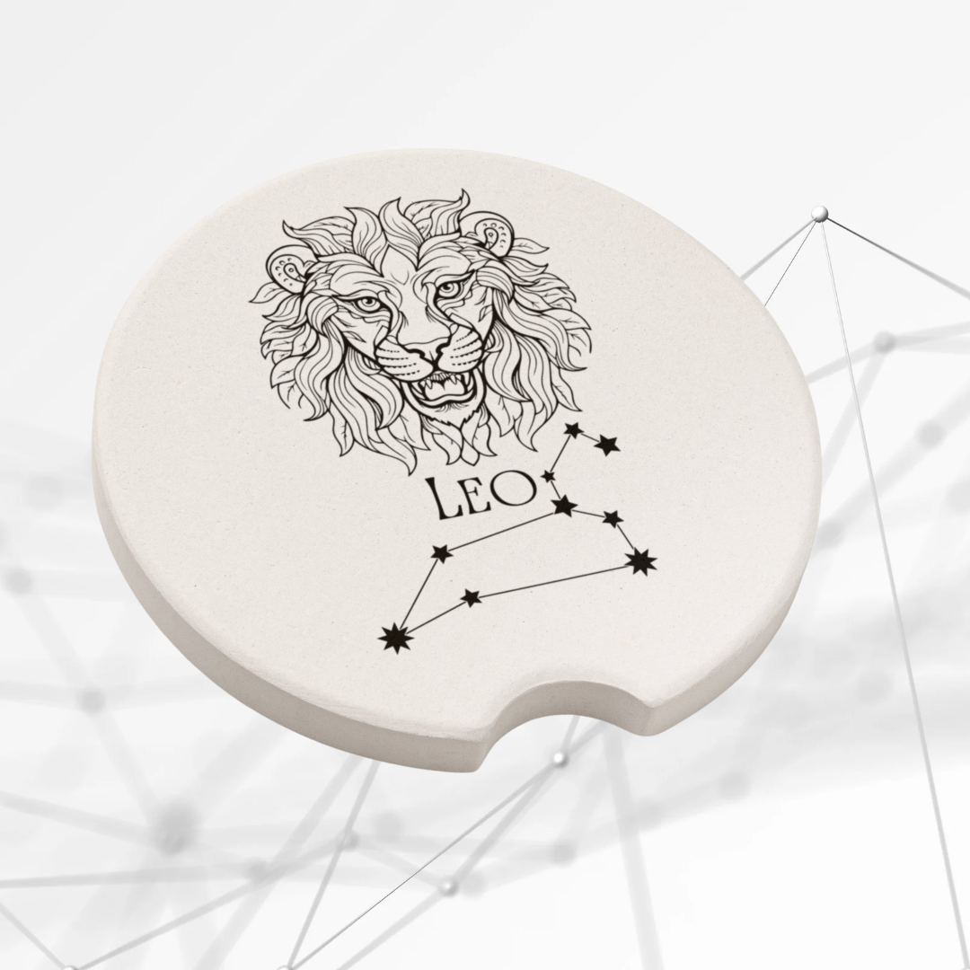 Leo Star Sign Car Coasters, Leo Zodiac Coasters, Leo Constellation Coasters, Gift for Leo Star Sign, Zodiac Leo Collection, Unisex Car Gift