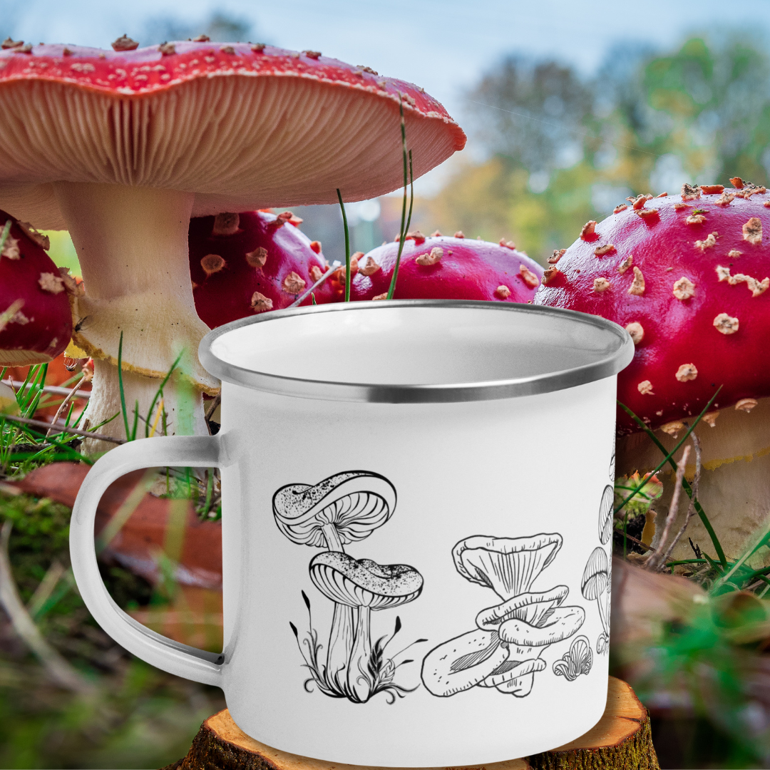 Not All Who Wander are Lost Some are Looking for Mushrooms Camping Mug, Camper Mug, Travel Mug, Travel Cup, Stainless Steel Enamel Mug, Cottagecore Mug, Gift for Mushroom Lover