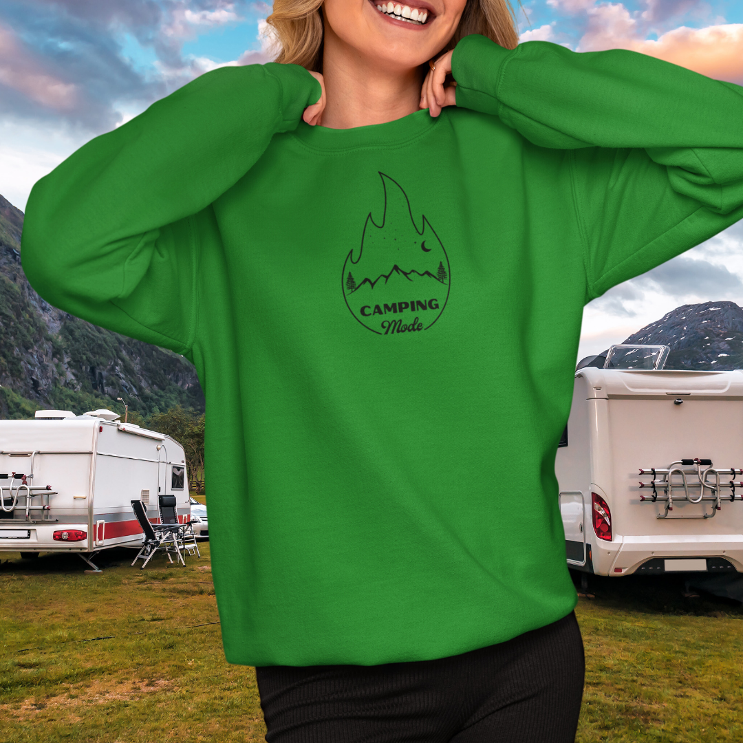 Camping Mode Sweatshirt, Hiking Sweater, Adventure Sweatshirt, Road Trip Shirt, Nature Lover Gift, Gift for Campers