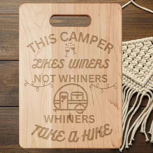 Camper Cutting Board, Winers not Whiners Funny Cheese Board, RV Cutting Board, Camping Gear, RV Accessories