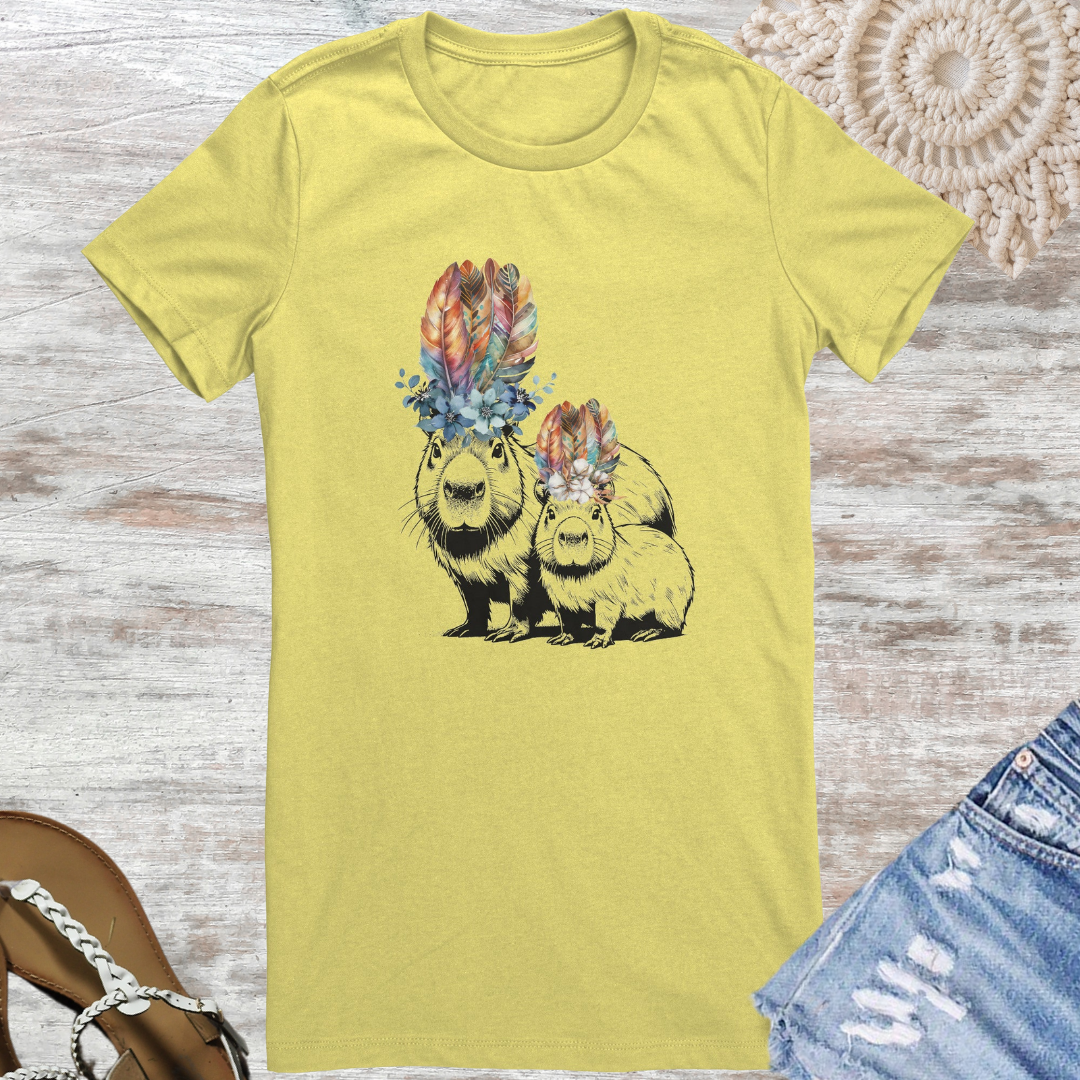 Capybara Shirt, Floral Capybara Shirt, Cute Animal Tee, Capybara Tee, Nature Lover Gift, Gift for Capybara Lover, Capybara Clothing, Mother Daughter Shirts
