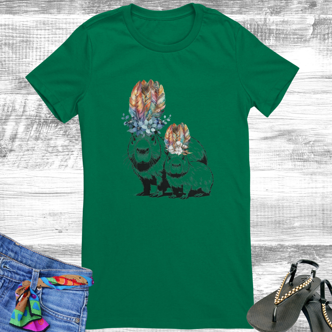 Capybara Shirt, Floral Capybara Shirt, Cute Animal Tee, Capybara Tee, Nature Lover Gift, Gift for Capybara Lover, Capybara Clothing, Mother Daughter Shirts
