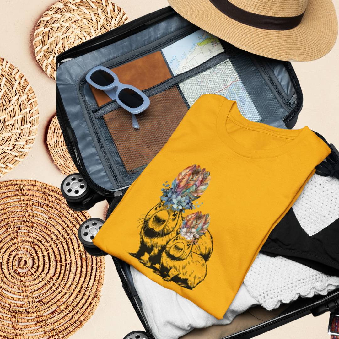 Capybara Shirt, Floral Capybara Shirt, Cute Animal Tee, Capybara Tee, Nature Lover Gift, Gift for Capybara Lover, Capybara Clothing, Mother Daughter Shirts
