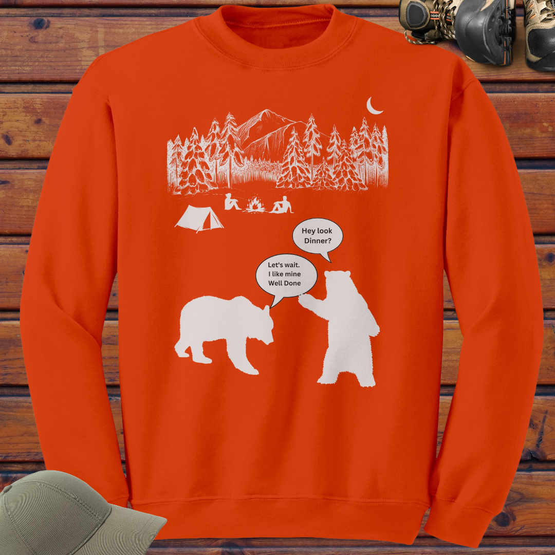 Campfire Bear Meal Sweatshirt, Camping Sweatshirt, Hiking Sweater, Caravan RV Shirt, Outdoors Sweatshirt, Funny Gift for Campers