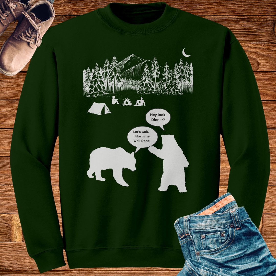 Campfire Bear Meal Sweatshirt, Camping Sweatshirt, Hiking Sweater, Caravan RV Shirt, Outdoors Sweatshirt, Funny Gift for Campers