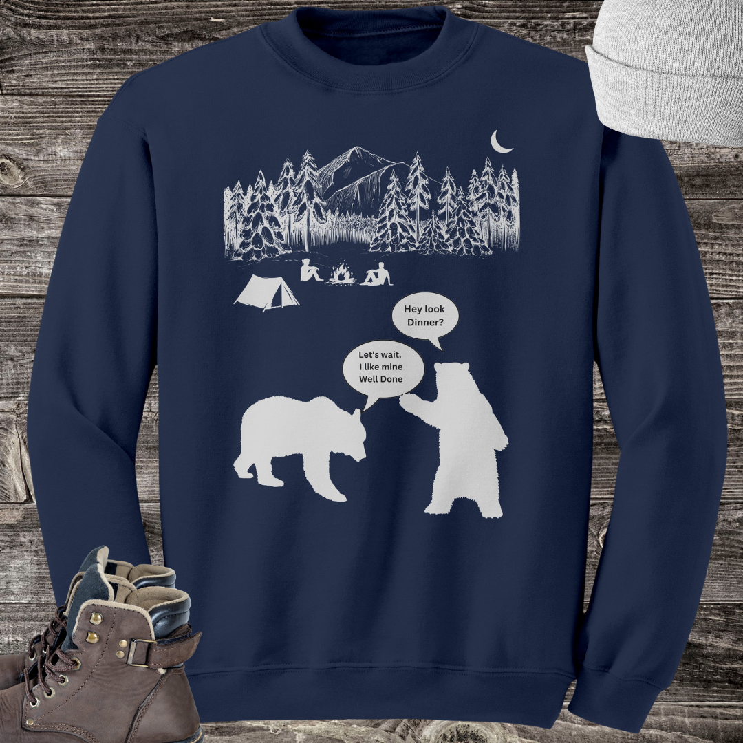 Campfire Bear Meal Sweatshirt, Camping Sweatshirt, Hiking Sweater, Caravan RV Shirt, Outdoors Sweatshirt, Funny Gift for Campers
