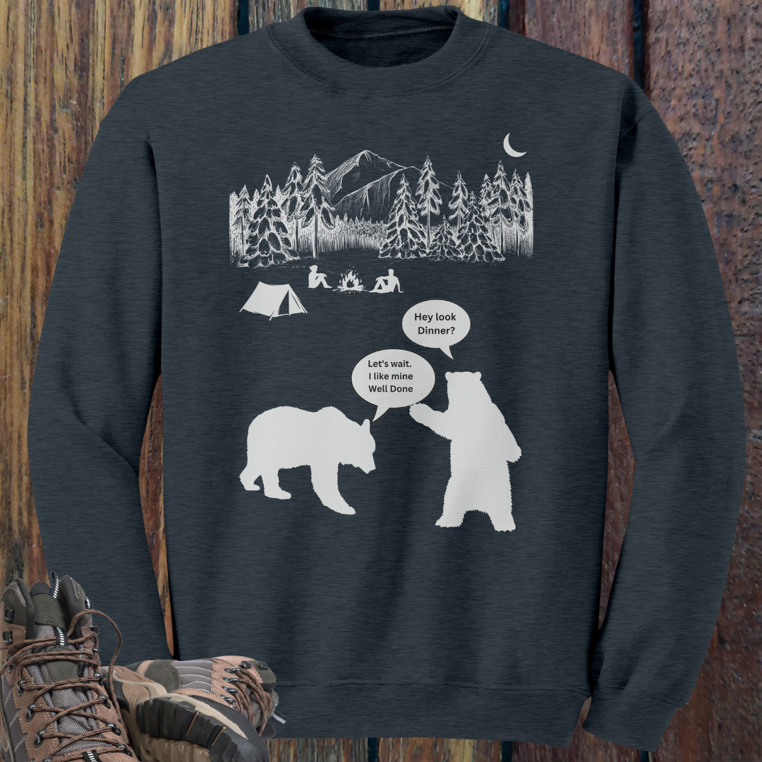 Campfire Bear Meal Sweatshirt, Camping Sweatshirt, Hiking Sweater, Caravan RV Shirt, Outdoors Sweatshirt, Funny Gift for Campers