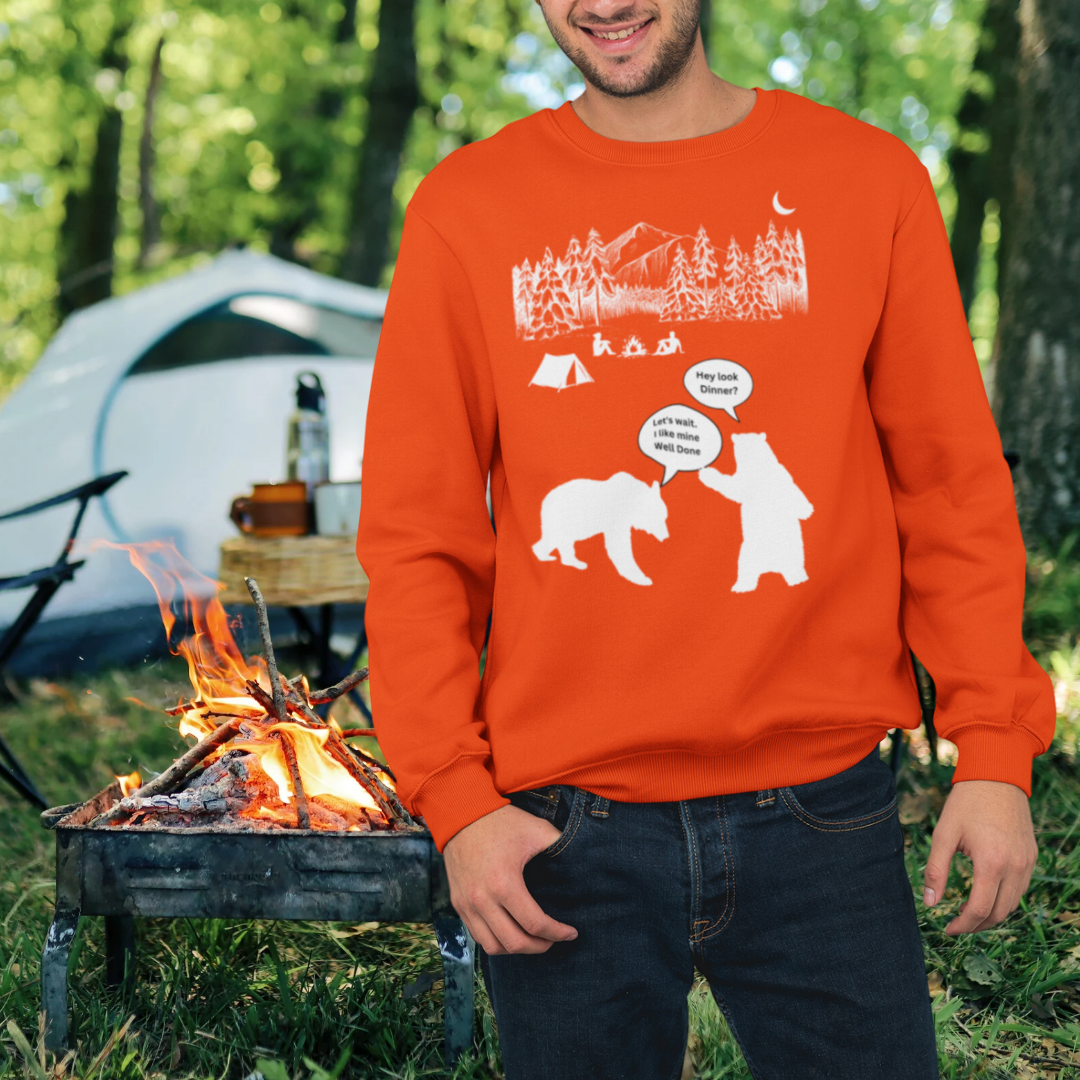 Campfire Bear Meal Sweatshirt, Camping Sweatshirt, Hiking Sweater, Caravan RV Shirt, Outdoors Sweatshirt, Funny Gift for Campers