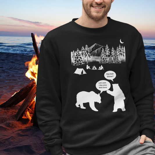 Campfire Bear Meal Sweatshirt, Camping Sweatshirt, Hiking Sweater, Caravan RV Shirt, Outdoors Sweatshirt, Funny Gift for Campers