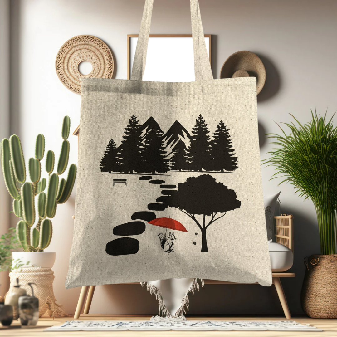 Squirrel Lover Tote Bag, Animal Lover Bag, Nature Lover Gift, Cottagecore Bag, Reusable Grocery Bag, Gift for Squirrel Lover, Recycled Eco-Friendly Bag
