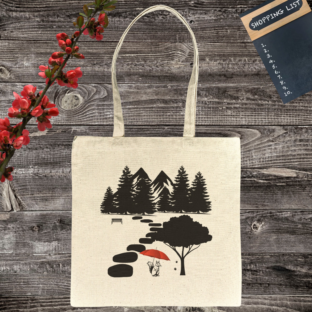 Squirrel Lover Tote Bag, Animal Lover Bag, Nature Lover Gift, Cottagecore Bag, Reusable Grocery Bag, Gift for Squirrel Lover, Recycled Eco-Friendly Bag