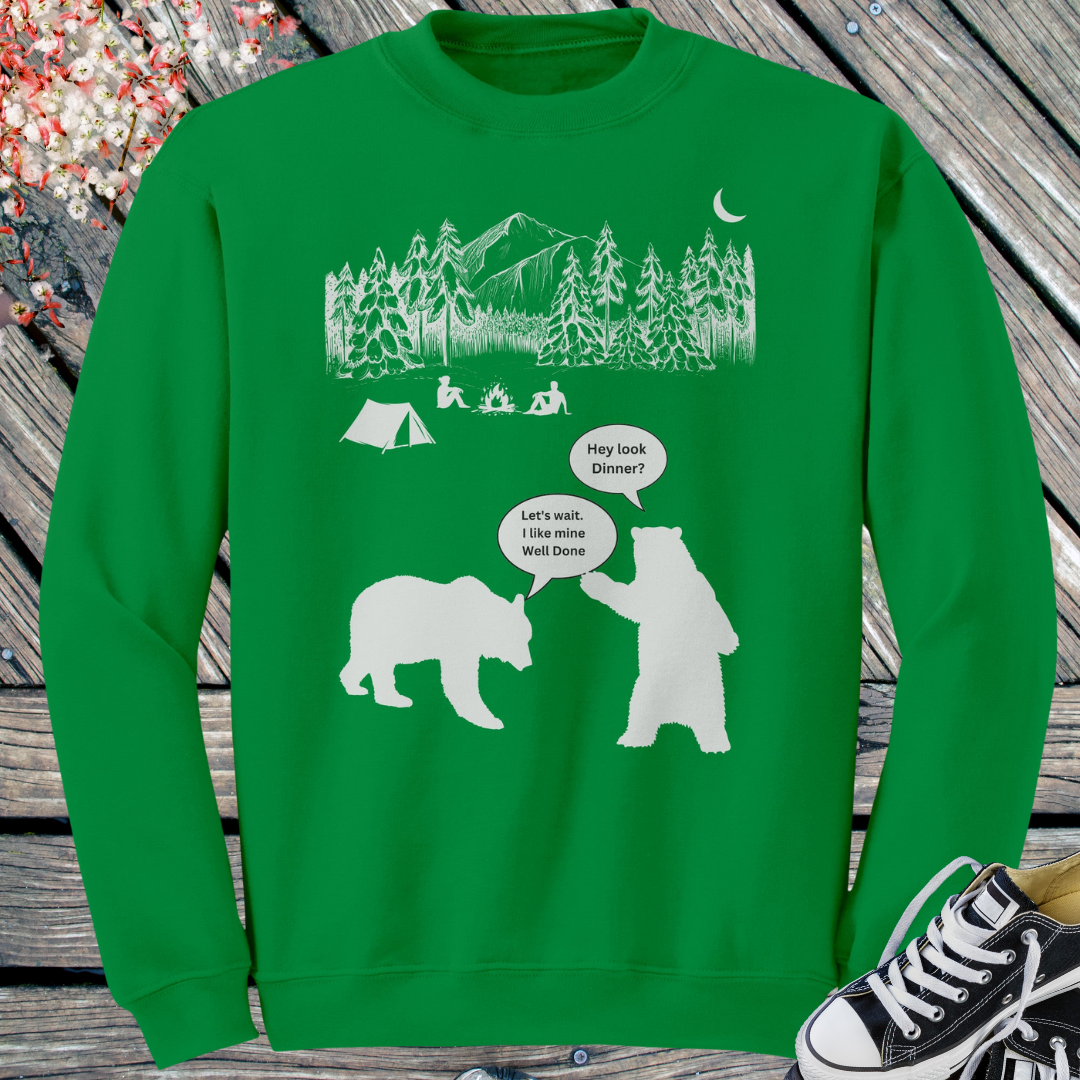 Campfire Bear Meal Sweatshirt, Camping Sweatshirt, Hiking Sweater, Caravan RV Shirt, Outdoors Sweatshirt, Funny Gift for Campers
