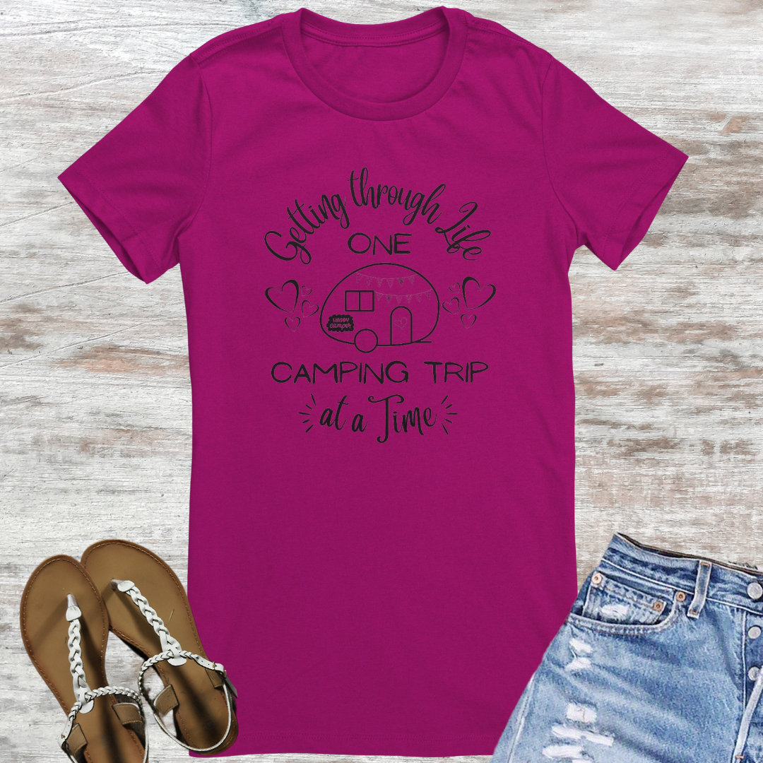 Getting through Life One Camping Trip at a Time Camping Shirt, Cute Camping Tee, Funny Camp Tshirt, Adventure Shirt, Nature Lover Tee, Gift for Campers