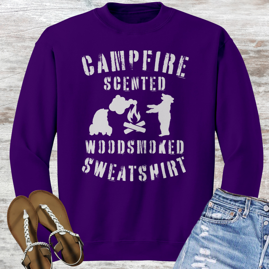 Campfire Sweatshirt, Funny Bear Camping Sweatshirt, Camp Sweater, Unisex Crewneck Sweatshirt, Hiking Shirt, Gift for Campers