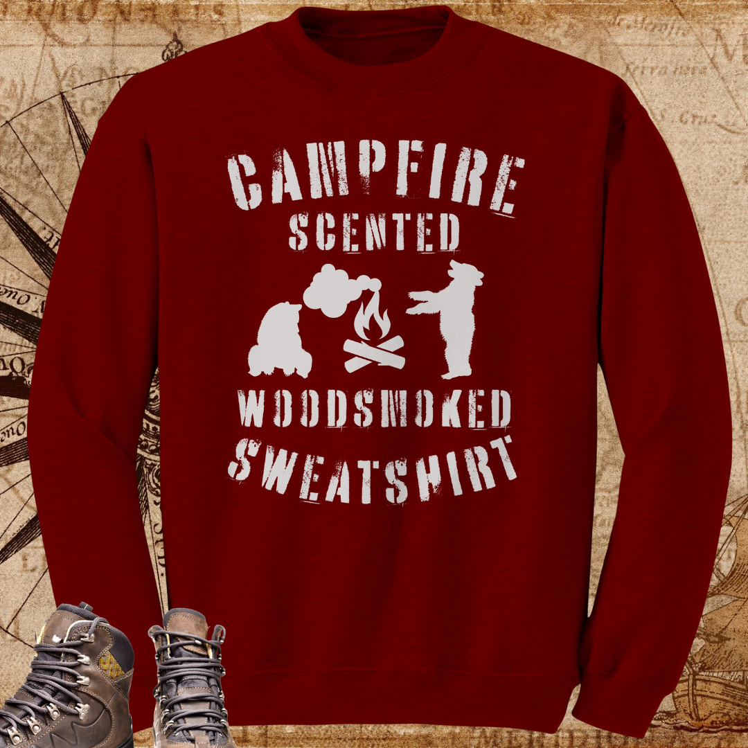 Campfire Sweatshirt, Funny Bear Camping Sweatshirt, Camp Sweater, Unisex Crewneck Sweatshirt, Hiking Shirt, Gift for Campers