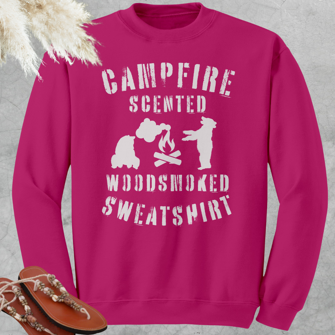Campfire Sweatshirt, Funny Bear Camping Sweatshirt, Camp Sweater, Unisex Crewneck Sweatshirt, Hiking Shirt, Gift for Campers