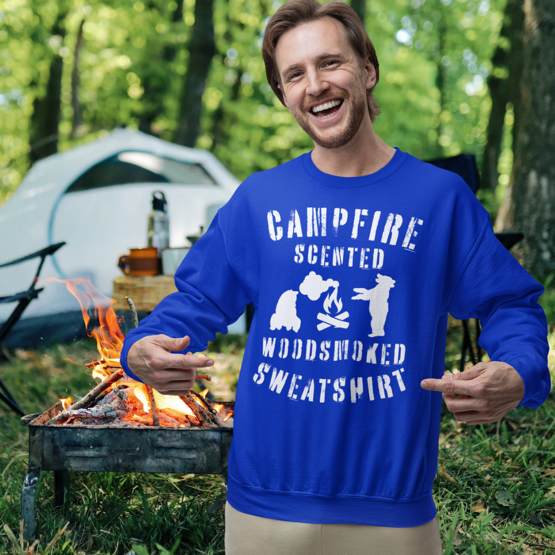 Campfire Sweatshirt, Funny Bear Camping Sweatshirt, Camp Sweater, Unisex Crewneck Sweatshirt, Hiking Shirt, Gift for Campers