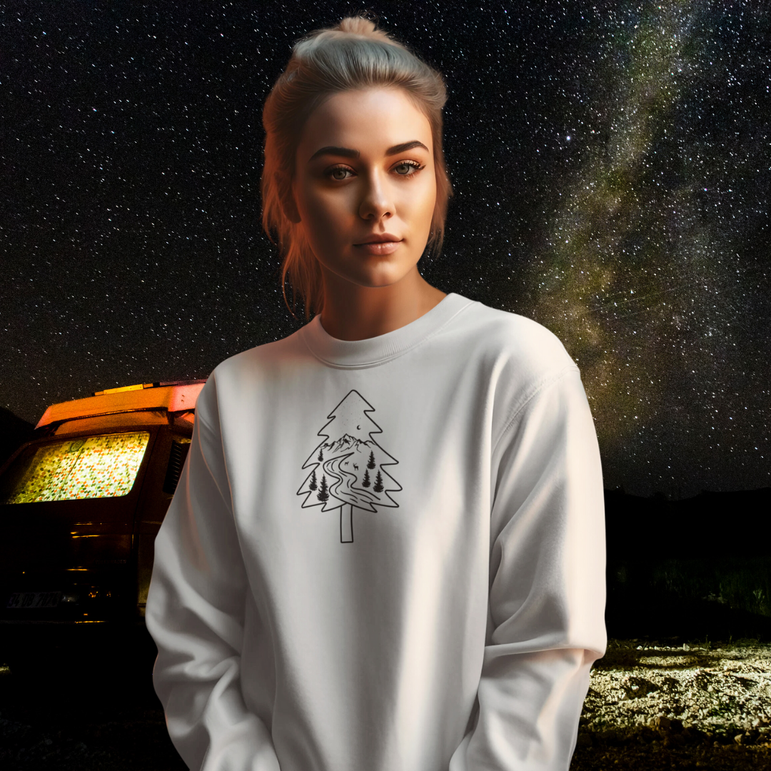Camping Sweatshirt, Pine Tree Camp Sweater, Hiking Sweatshirt, Outdoorsy Sweater, Nature Lover Gift, Adventure Sweatshirt, Christmas Sweater