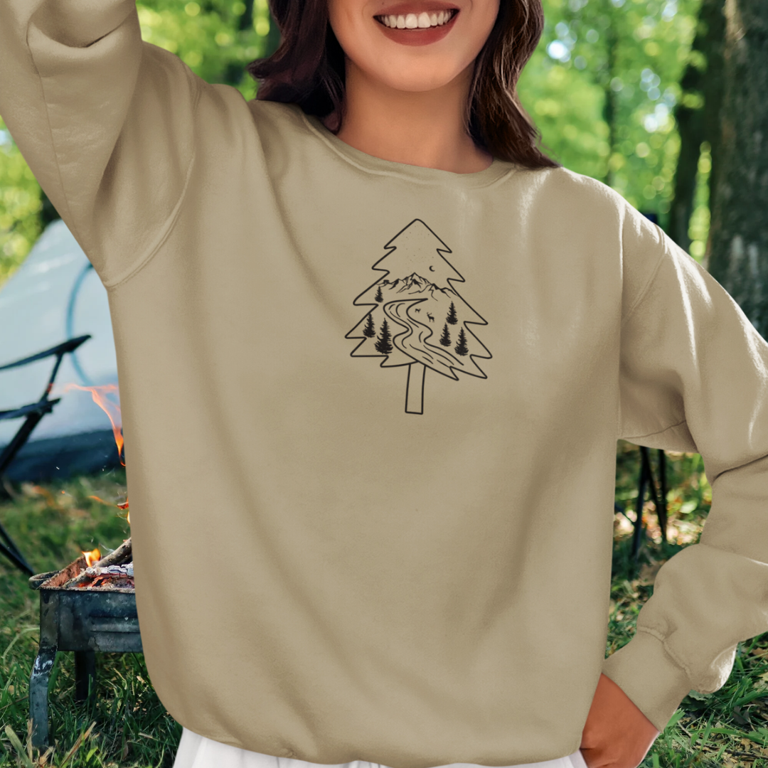 Camping Sweatshirt, Pine Tree Camp Sweater, Hiking Sweatshirt, Outdoorsy Sweater, Nature Lover Gift, Adventure Sweatshirt, Christmas Sweater